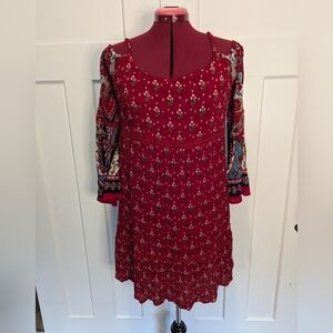 Mini Dress Boho Paisley Floral Size Large